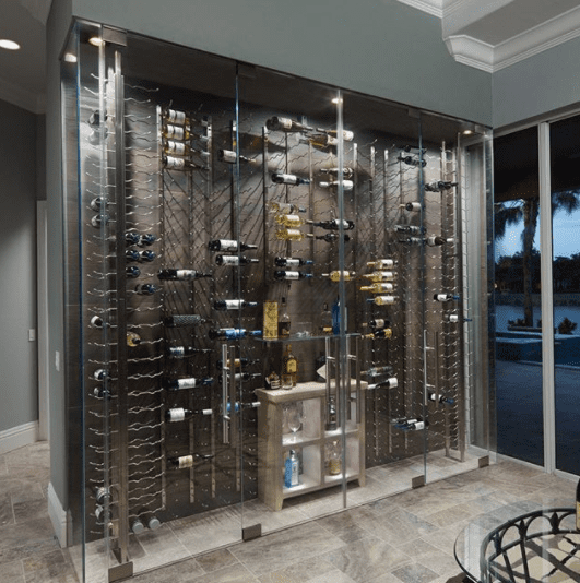 glass enclosed wine wall cost