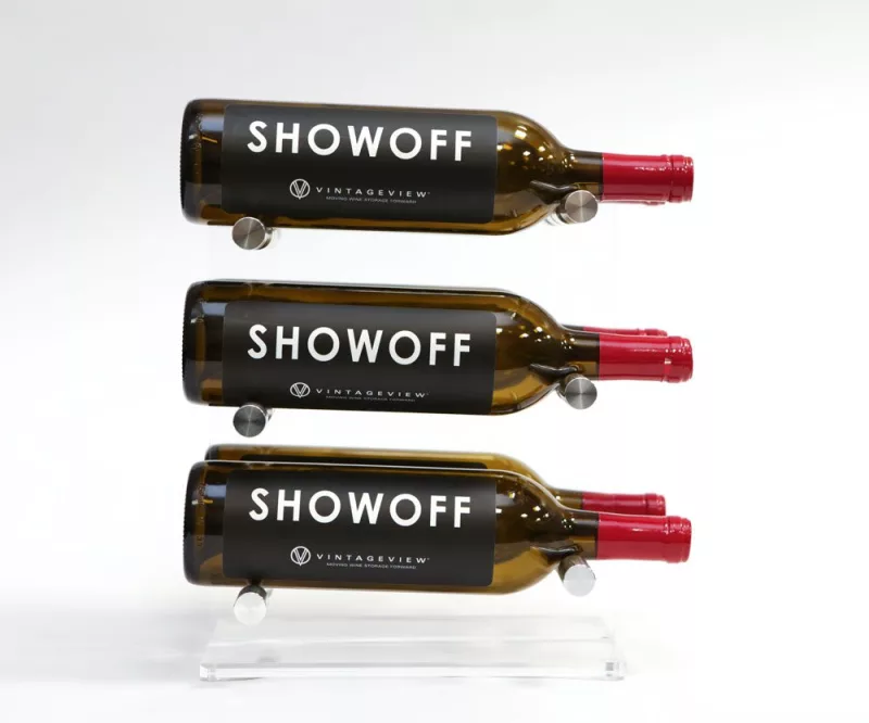 VintageView Mini Acrylic Tabletop Wine Rack with Silver Aluminum Pins