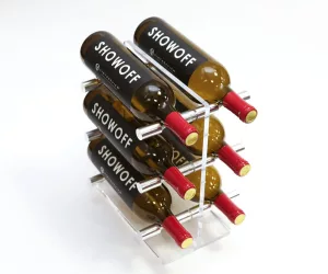 VintageView Mini Acrylic Tabletop Wine Rack with Silver Aluminum Pins