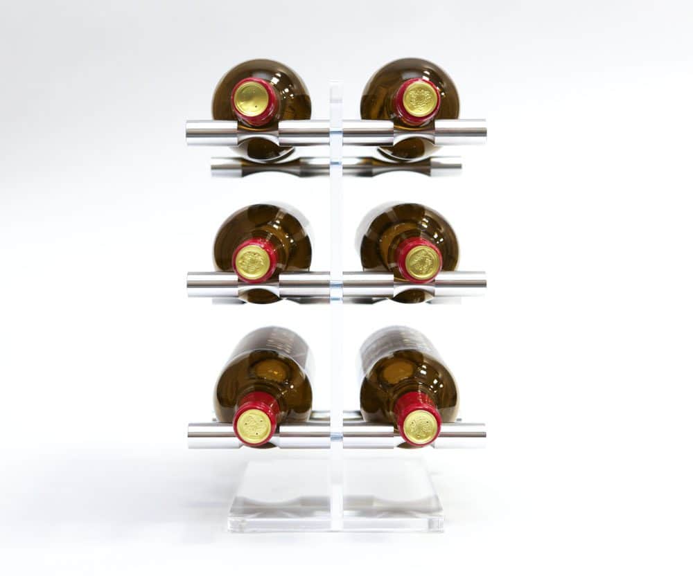 VintageView Mini Acrylic Tabletop Wine Rack with Silver Aluminum Pins