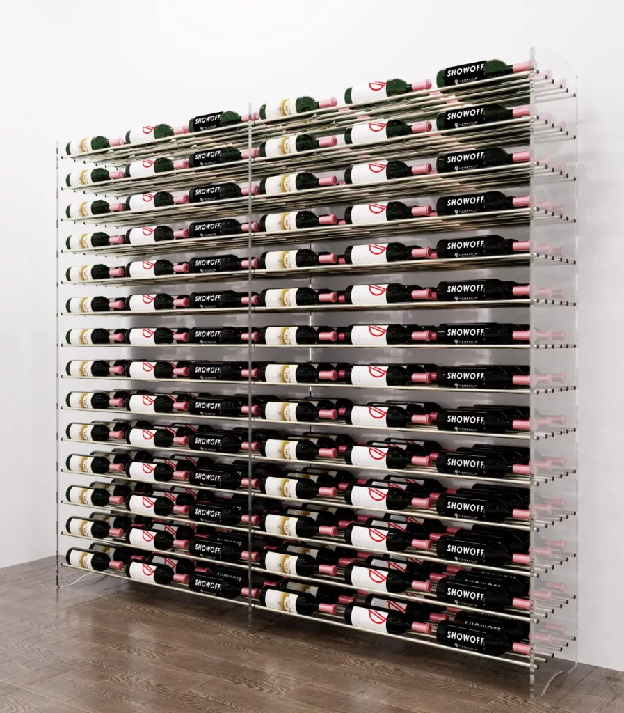 Golden Bronze rod finish | 252 bottles Evolution Wine Tower 6: Metal and Acrylic Freestanding Wine Rack Kit