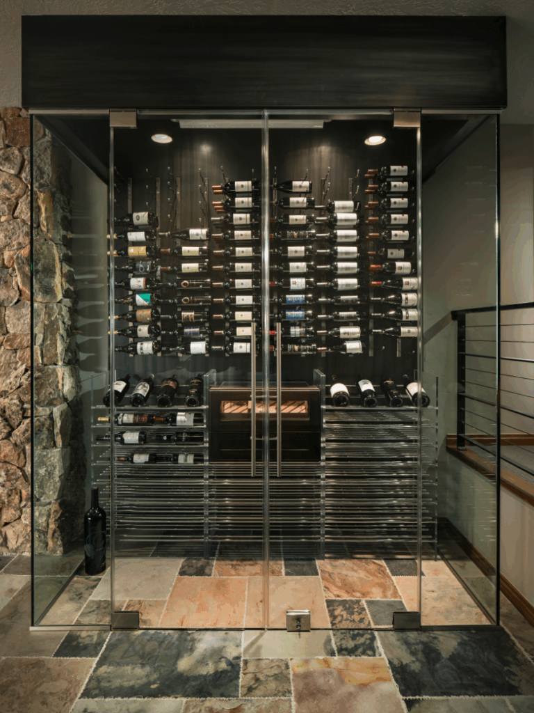 Glass wine cellar- mixed racking