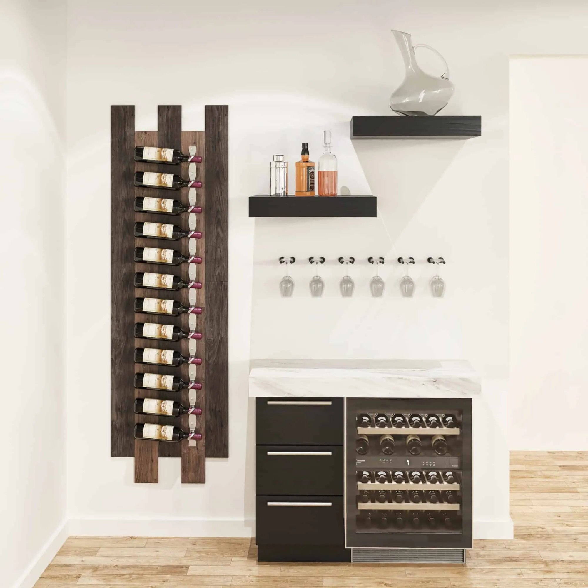 Helix Single 60 (minimalist wall mounted metal wine rack kit) Modern