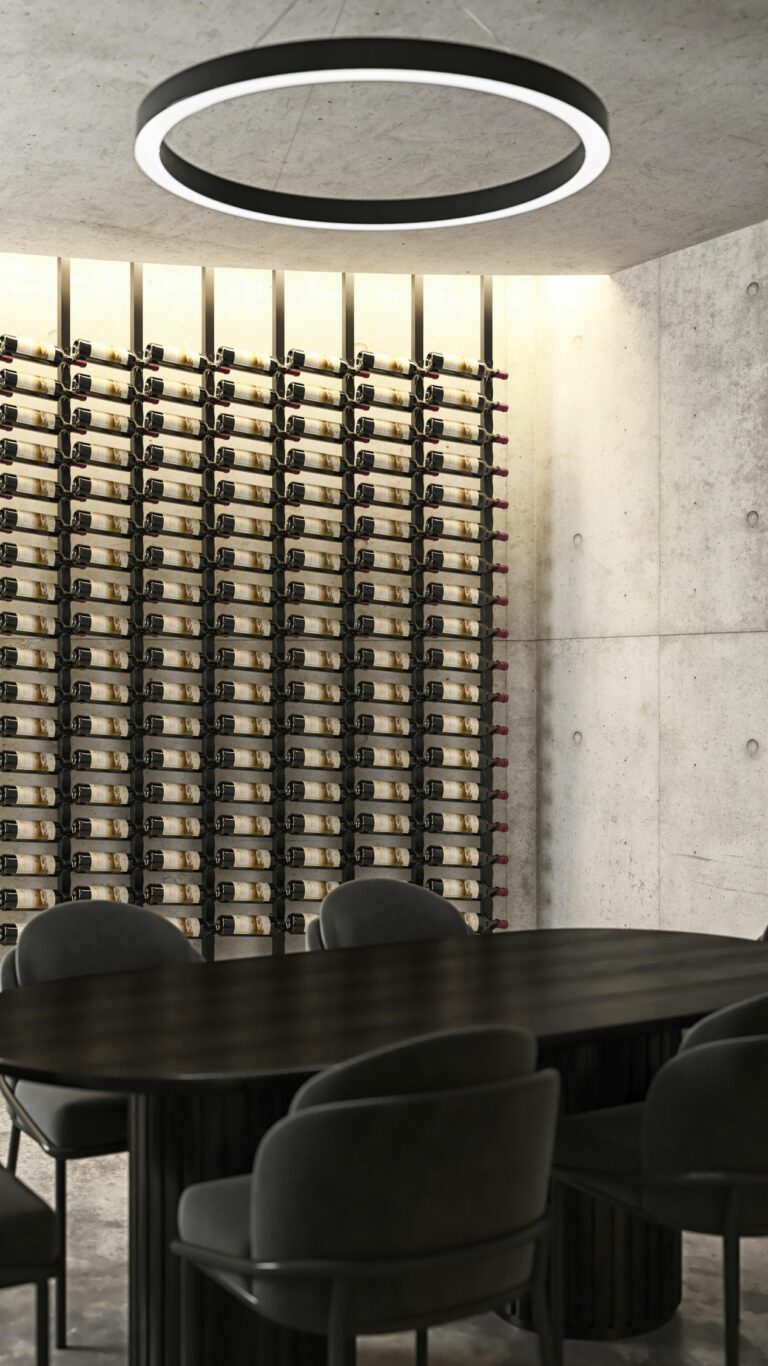 Helix Floor to Ceiling Mounted Wine Rack Room Example 1