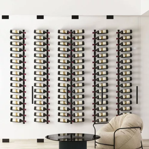 Helix Wine Rack in a glass wine cellar