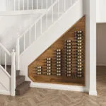 Helix Wine Rack Under the Stairs kit in a glass wine room