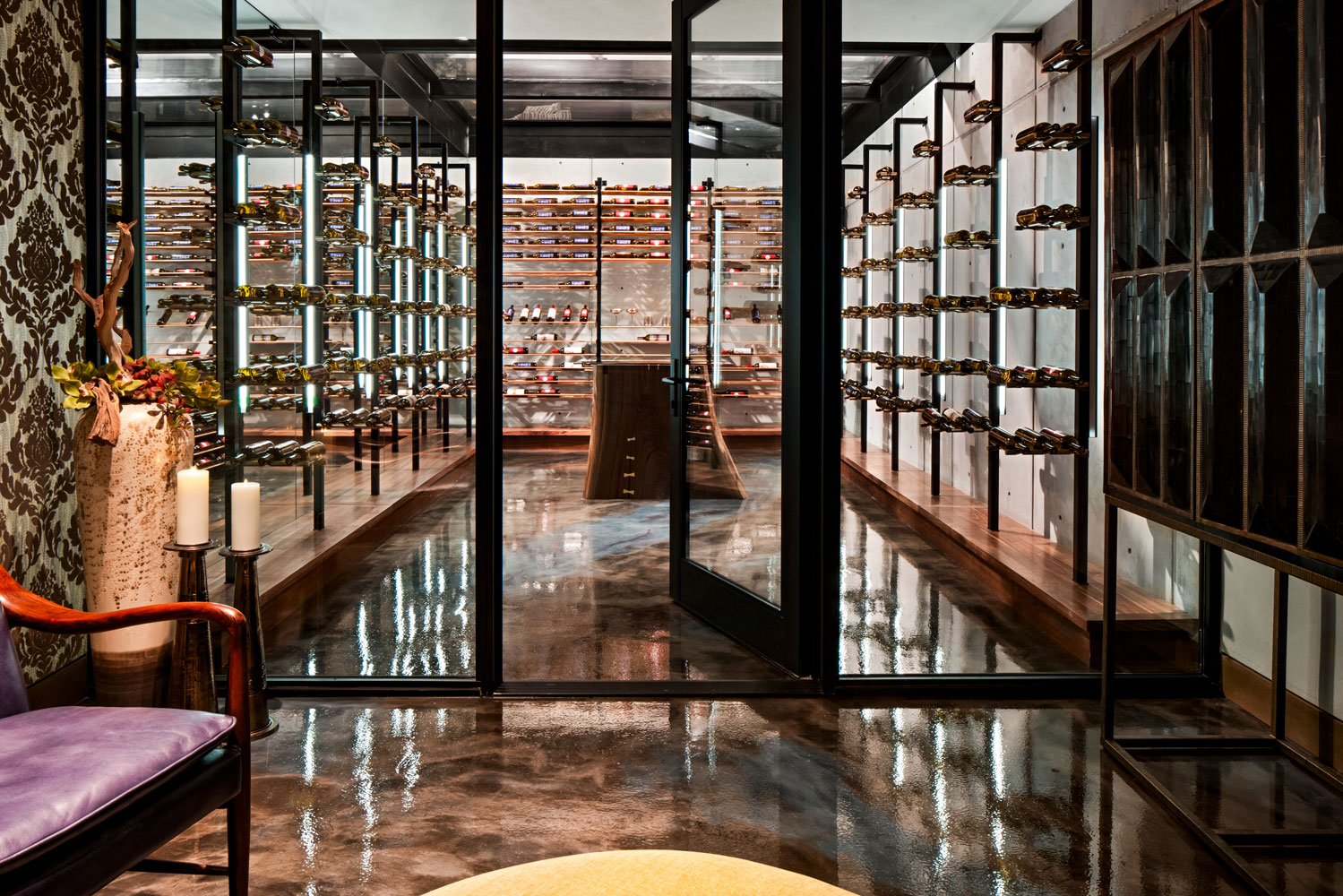 The New American Home 2025 Wine Lounge looking into the Cellar.