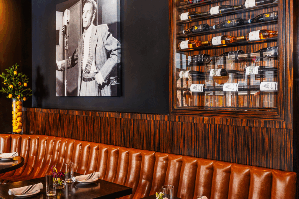 Restaurant design with wine wall