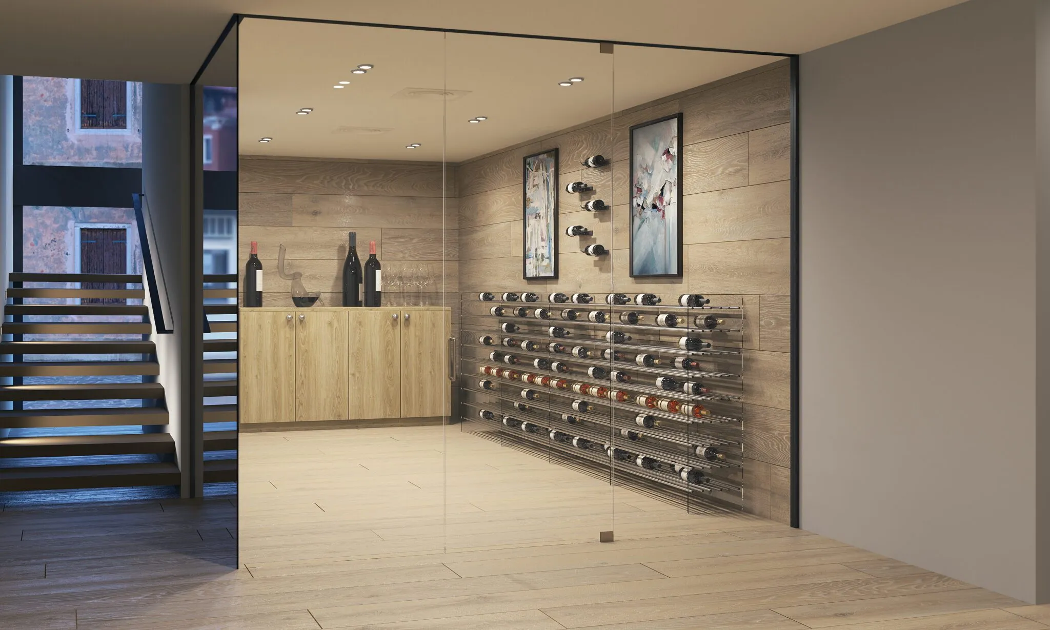 Evolution Wine Tower 47 3C (freestanding metal and acrylic wine rack